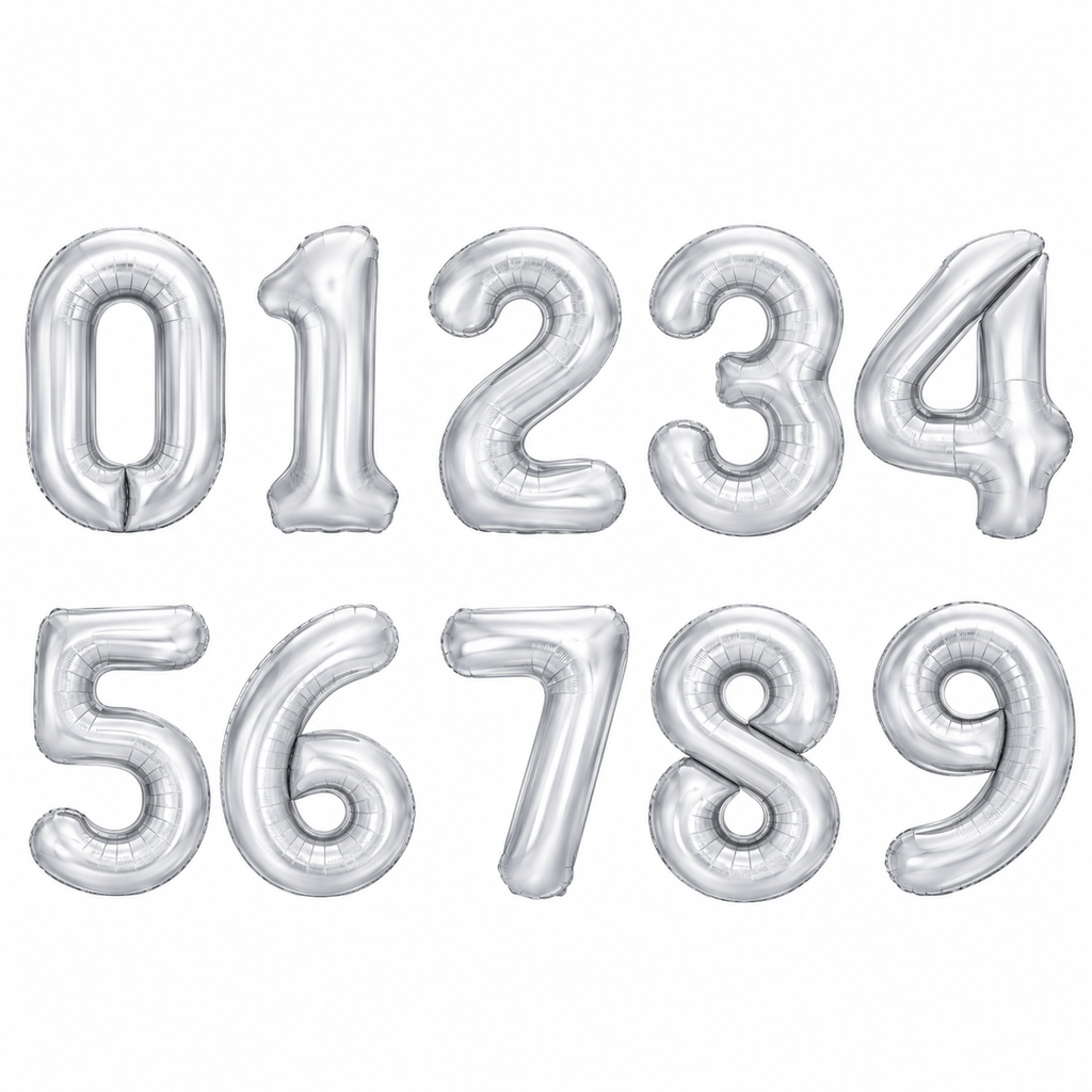 Balon z helem Cyfra 86cm, srebrny