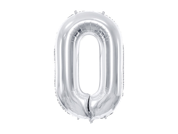 Balon z helem Cyfra 86cm, srebrny