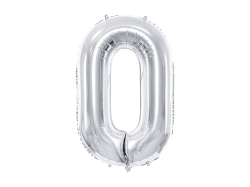 Balon z helem Cyfra 86cm, srebrny