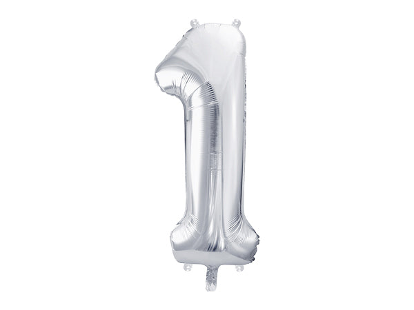 Balon z helem Cyfra 86cm, srebrny