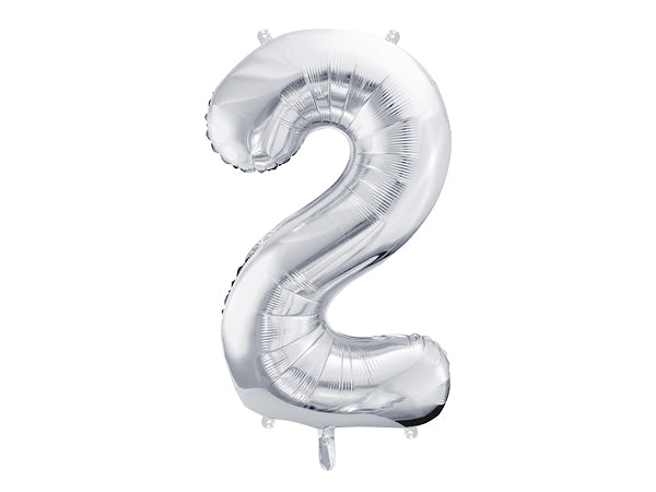 Balon z helem Cyfra 86cm, srebrny