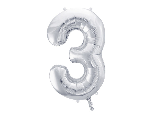Balon z helem Cyfra 86cm, srebrny