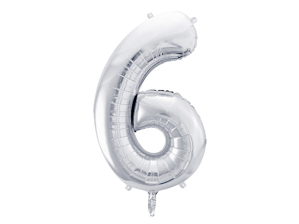 Balon z helem Cyfra 86cm, srebrny