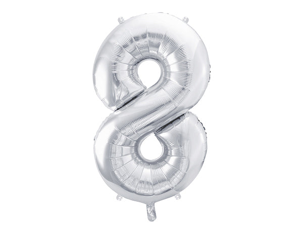 Balon z helem Cyfra 86cm, srebrny