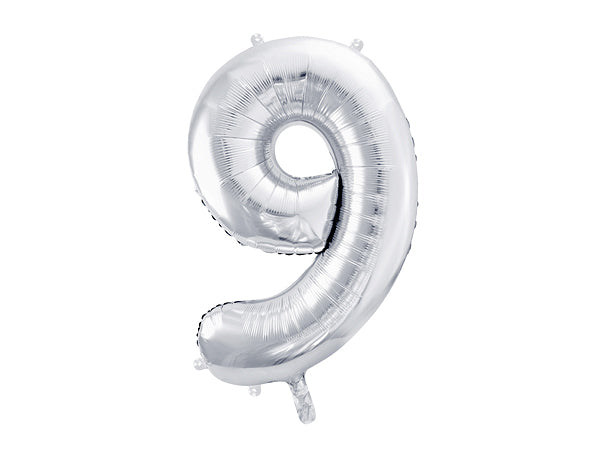 Balon z helem Cyfra 86cm, srebrny